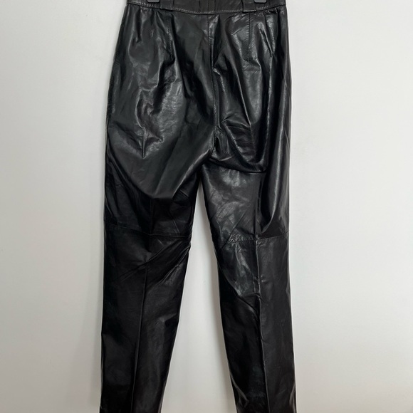 Vintage Montreal Leather Black High-Waist Moto Pants Real Leather Size Small - Picture 3 of 11